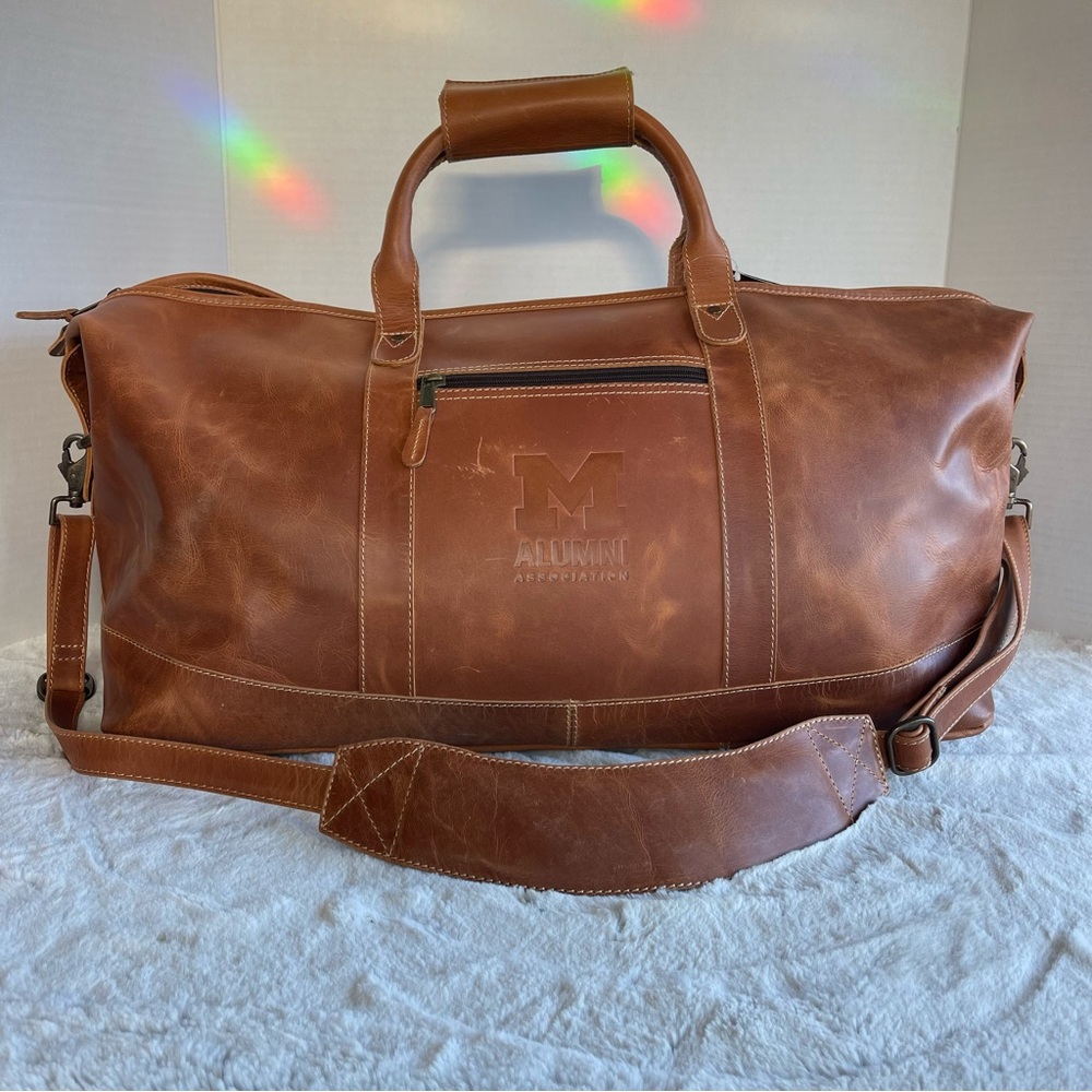 Canyon Outback Leather Michigan Alumni Boulder Canyon New Leather Duffel Bag -